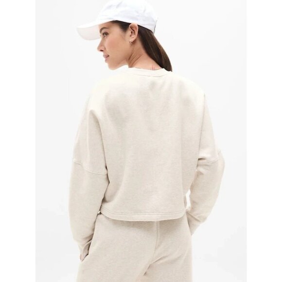 Athleta XL Easy Fleece Dolman Crop Sweatshirt Toasted Brown Heather X-Large - Picture 2 of 6